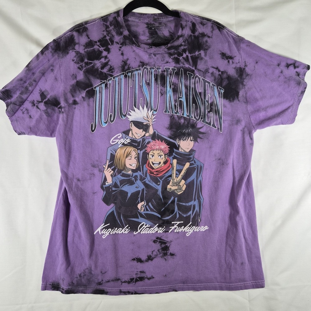 Jujutsu Kaisen Anime T Shirt Mens Large Purple Tie Dye Gojo Yuji Crunchyroll...